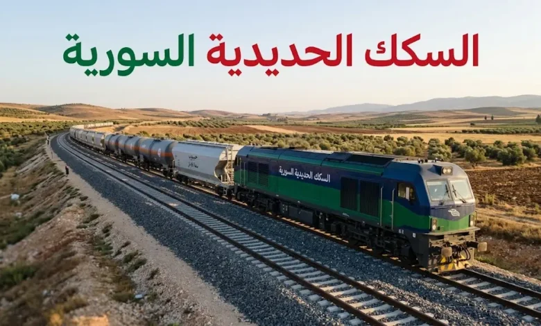 قطار شحن سوري لنقل البضائع والفيول على سكة حديدية تم تأهيلها حديثاً